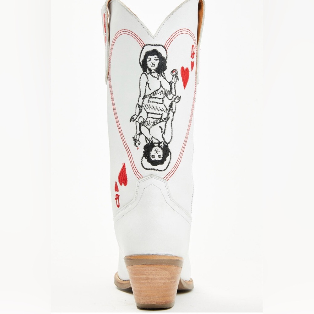 Dingo Queen Of Hearts White and Red Western Heeled Boots - Picture 5 of 5